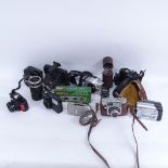 A large collection of various cameras and accessories, including Pentax, Minolta, Kodak etc