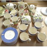Wedgwood "Sarah's Garden" tea service, matching mugs, preserve pots etc, with fruit and butterfly