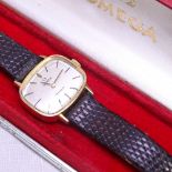 A gold plated Omega Geneve mechanical wristwatch, boxed