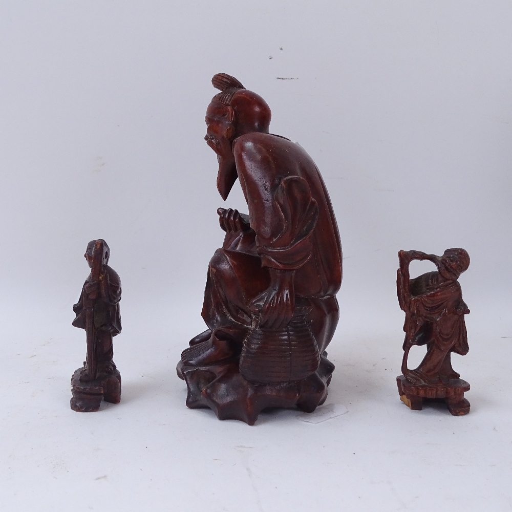 A Beswick "Spirit of Affection" group, a Chinese porcelain Buddha, 15cm, and 3 carved wood - Image 3 of 3