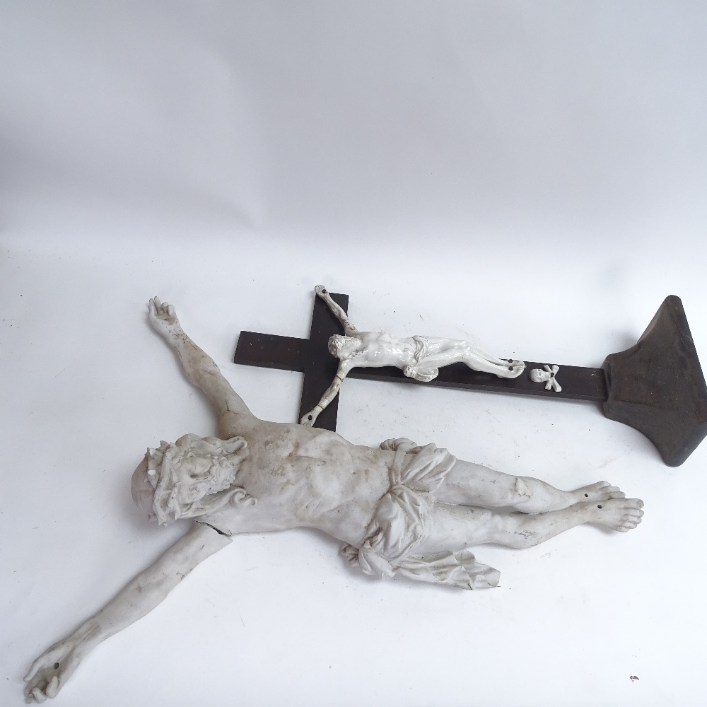2 ceramic crucifix, largest height 57cm (1 A/F) (2) - Image 2 of 3