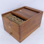 A Vintage Referee oak tambour-front letter file box, length 38cm