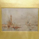 Neapolitan School, 2 miniature watercolours, busy harbour views, 7cm x 11.5cm, gilt-framed