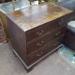 A Georgian oak chest of 2 short and 3 long drawers, on bracket feet, 92cm, D54cm, H88cm