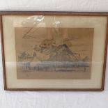 James Holland, lithograph, industrial mining study, signed and dated, 35cm x 48cm, framed