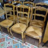 A set of 6 French beech ladder-back dining chairs