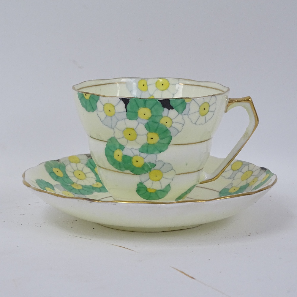 Art Deco Radfords porcelain tea service with yellow and green floral decoration - Image 2 of 3