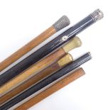 6 various walking canes/sticks, including example with 12.5ct gold tip, and Malacca silver-topped