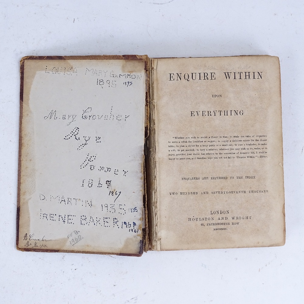 Enquire Within Upon Everything index reference book, and a large leather-bound Holy Bible (2) - Image 2 of 3