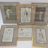 4 Vanity Fair Spy coloured prints, cricketers, and 2 others, all framed (6)