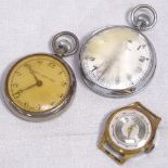 A gent's gold plated cased Cimier wristwatch, a chrome-cased military pocket watch, back marked GS/