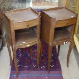 A pair of French oak bedside tables with single drawers, W32cm, H72cm