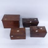 2 Regency tea caddies, and 2 sewing boxes, largest caddy length 28cm (4)