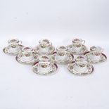 A set of 8 Shelley Dubarry pattern coffee cans and saucers