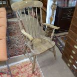 A Victorian pine kitchen Windsor chair