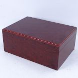 A stained wood table-top humidor, length 31cm