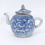 Antique Chinese porcelain teapot with painted decoration, height 10.5cm
