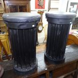 A pair of painted pine pedestals on plinth base, W40cm, H73cm