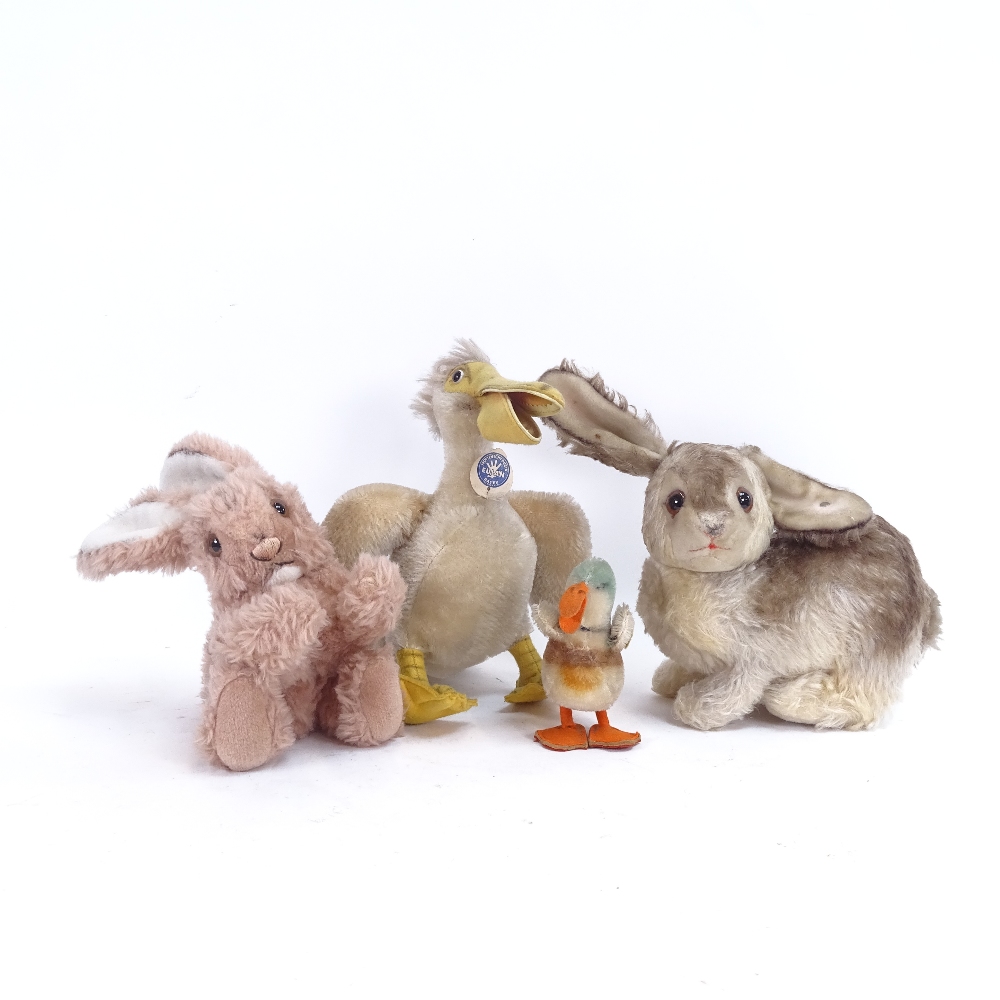 A Vintage Steiff Piccy pelican doll, small Steiff duck, and 2 bunnies (4) - Image 2 of 3