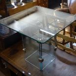 A 1970s design glass coffee table in the manner of Leon Rosen, W60cm, D60cm, H52cm