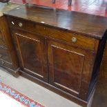 A 19th century mahogany side cabinet, single frieze drawer with panelled cupboards under, W91cm,
