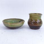 Sidney Tustin for Winchcombe Pottery - a matching Studio pottery slipware glazed bowl and jar,