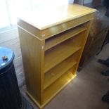 A light oak open bookcase with adjustable shelves, W89cm, D34cm, H127cm