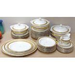 Burleigh Ware dinner service with gold patterned borders