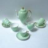 Wedgwood coffee service in green and gold