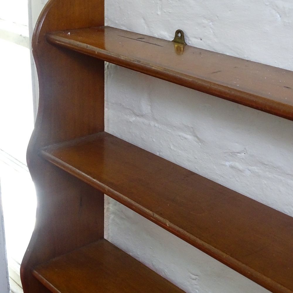 A Victorian mahogany graduated 4-tier hanging open shelf, W74cm, D21cm, H80cm - Image 2 of 3