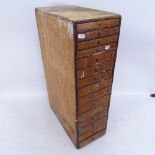 A Vintage pine engineer's table-top chest of graduated drawers, height 64cm