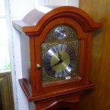 A reproduction yew wood-cased Granddaughter clock, with 2-train movement, height 149cm