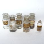 6 19th century glass chemist's jars, with original labels, largest height 25cm (6)