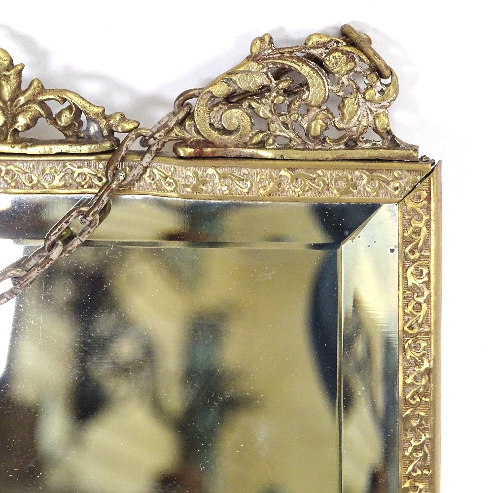 A 19th century brass-framed double-sided wall mirror/menu holder, height 32cm - Image 3 of 3