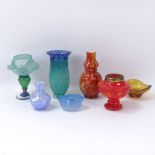 Art glass vases, Caithness small vase, bowls etc