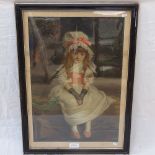 Antique Pear's print, young girl, 70cm x 47cm, framed