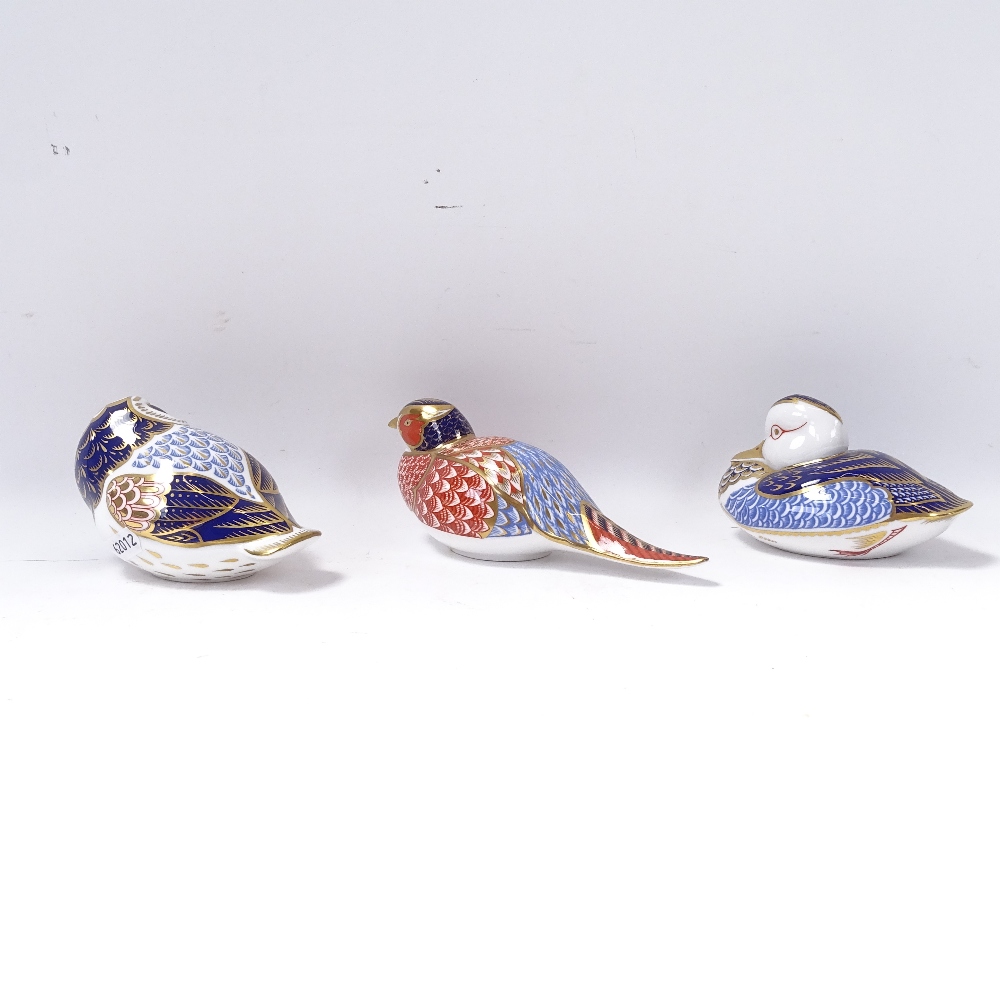 3 Royal Crown Derby paperweights - owl, duck and pheasant, length 17.5cm - Image 2 of 3