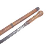 A thick Japanese bamboo sword stick, blade length 55cm