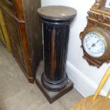 A stained and polished oak and pine Corinthian column revolving pedestal, W31cm, H98cm