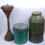 A 19th century Lumley & Co of London enamelled tin conical storage container, a large green