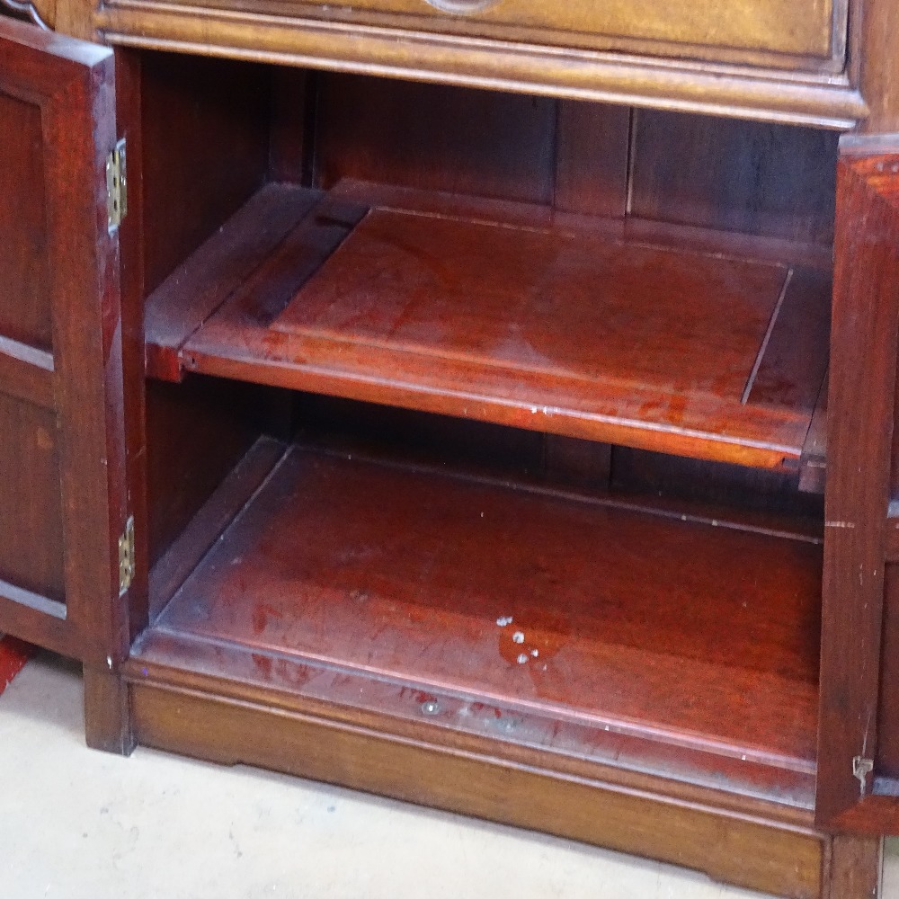 A Chinese hardwood altar cabinet, with drawer and panelled doors, W80cm, H78cm - Image 3 of 3