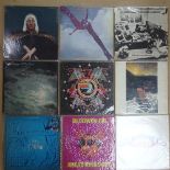 Various vinyl LPs and records, including Blodwyn Pig, Fragile Yes, etc