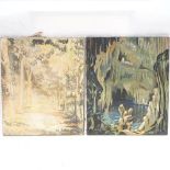 Ian Jenkin, 2 oil on canvases, woodlands scenes, dated '38 and '46, 60cm x 50cm, unframed