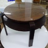 A 1930s modernist Art Deco 2-tier circular coffee table on bentwood legs, W80cm, H57cm