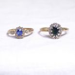 2 9ct gold diamond and stone set flowerhead design dress rings