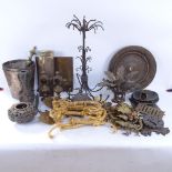 A quantity of various cast-metal fittings and fixtures, including lamp bases etc