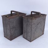 A pair of McWhirter, Roberts & Co tin magazine carriers, swing handles with lockable hinged lids,