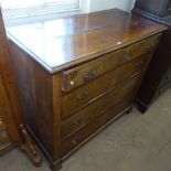 An 18th century walnut chest of 4 long drawers, W107cm, H101cm