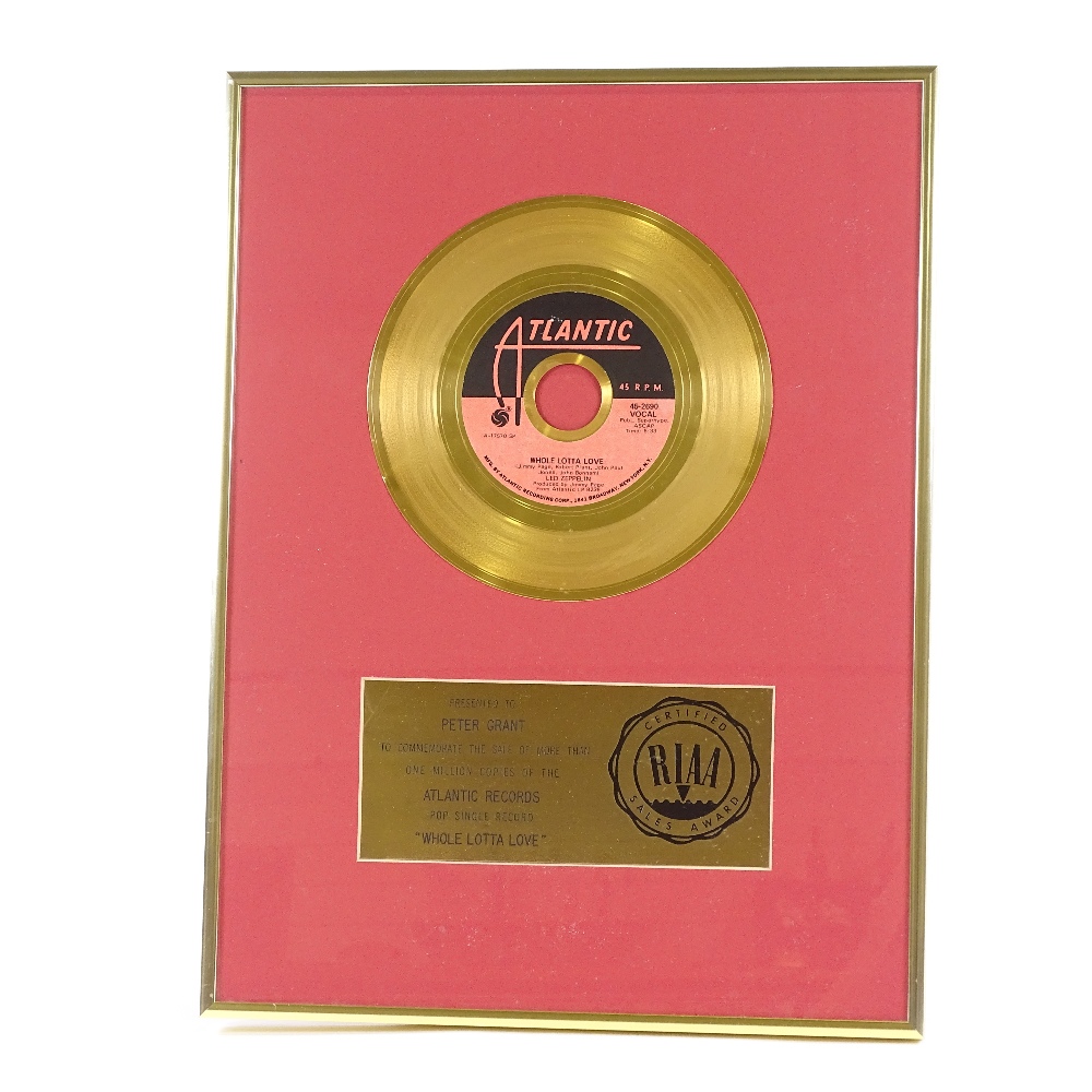 Led Zeppelin - Whole Lotta Love, original RIAA gold disc presented to Peter Grant, the band's - Image 2 of 5