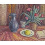 A Zwanenberg, oil on canvas, impressionist still life, 16" x 19", framed Very good condition